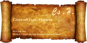 Csereklye Hanna névjegykártya